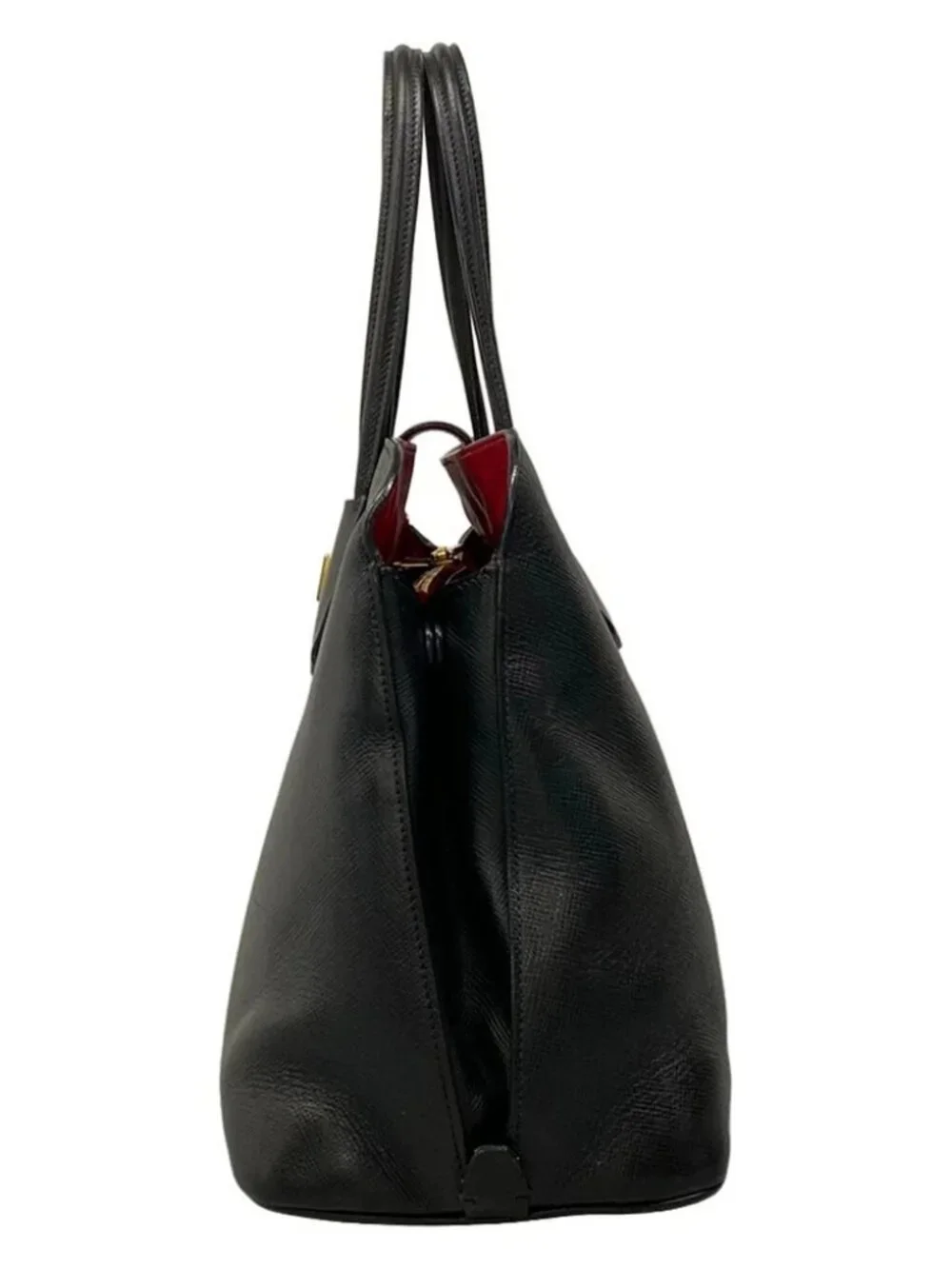 PRADA BN2755 Black Red Saffiano Leather Handbag